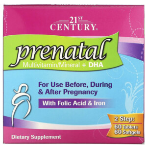 Mua 21st Century Prenatal Multivitamin/Mineral + DHA 2 Bottles 60 viên / 60 Softgels giảm giá rẻ Hà nội TPHCM