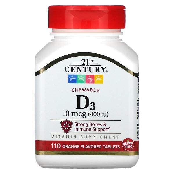 21st Century Vitamin D3 Chewable Orange 100 mcg (400 IU) 110 viên 3 21st century vitamin d3 chewable orange 100 mcg 400 iu 110 tablets 41310