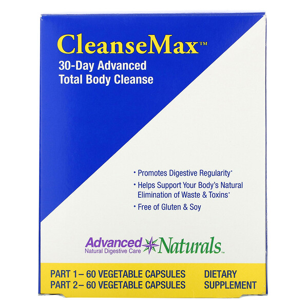 Advanced Naturals CleanseMax 30-Day Advanced Total Body Cleanse 2 Bottles 60 Vegetable viên Each 3 advanced naturals cleansemax 30 day advanced total body cleanse 2 bottles 60 vegetable capsules each 102161