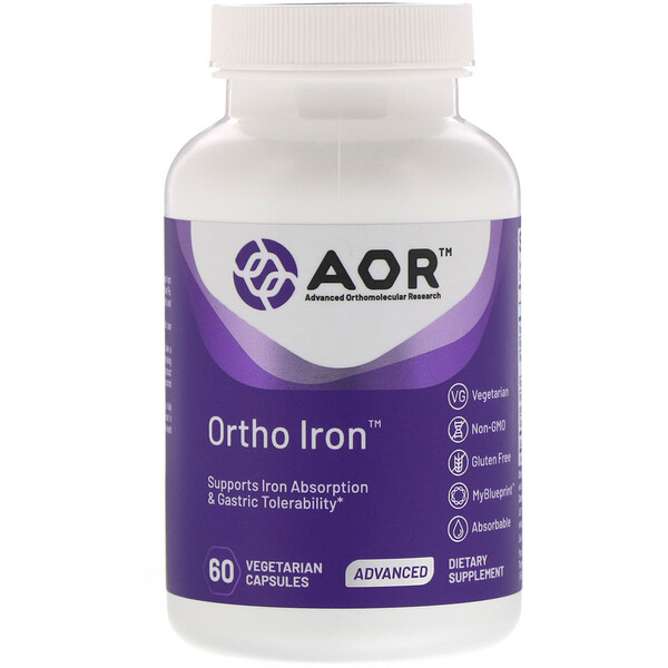 Advanced Orthomolecular Research AOR Ortho Iron 60 viên 3 advanced orthomolecular research aor ortho iron 60 vegetarian capsules 73593