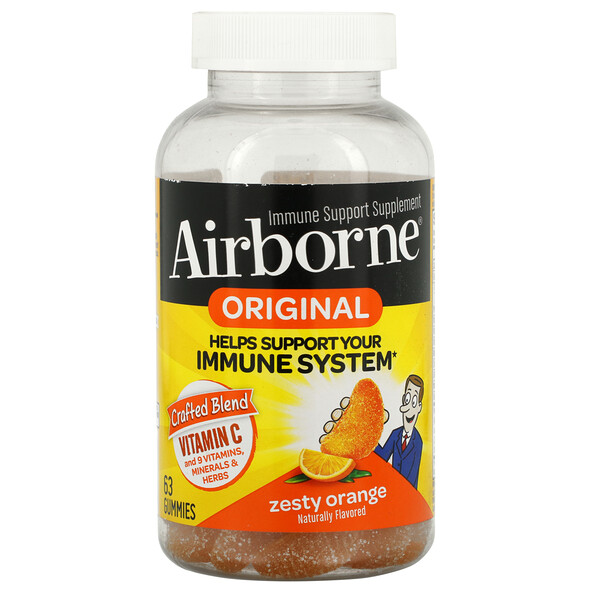 AirBorne Original Immune Support Supplement Zesty Orange 63 Gummies 3 airborne original immune support supplement zesty orange 63 gummies 104672