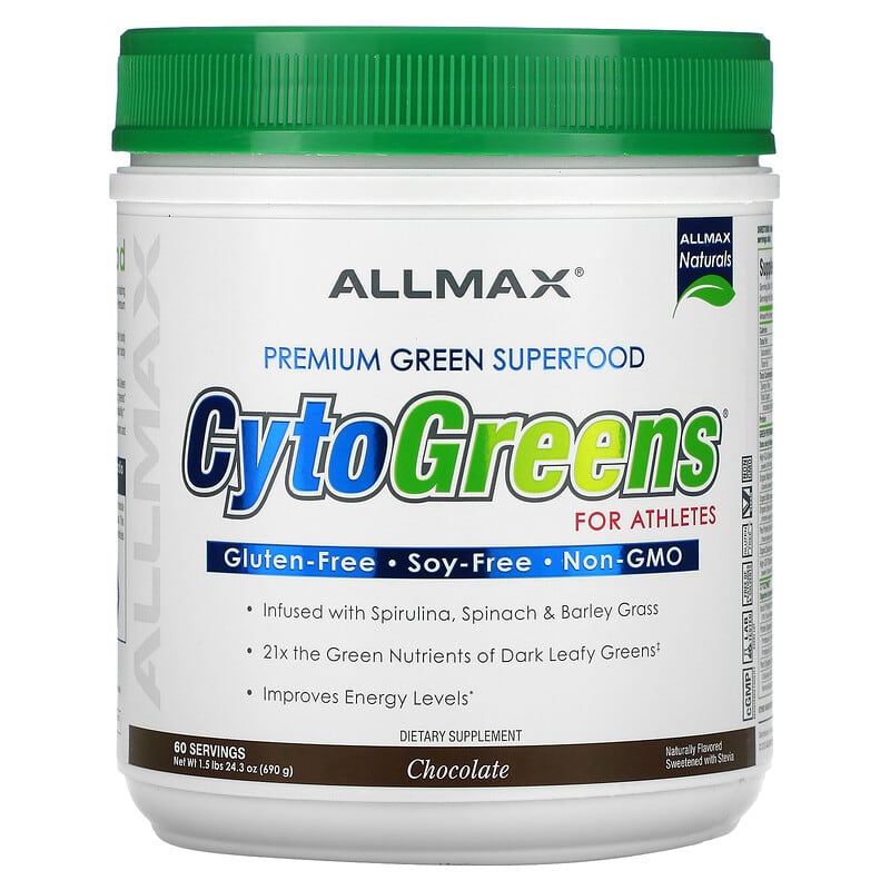 ALLMAX CytoGreens Premium Green Superfood for Athletes Chocolate 1.5 lbs (690 g) 3 ALLMAX CytoGreens Premium Green Superfood for Athletes Chocolate 1.5 lbs (690 g) 665553227603