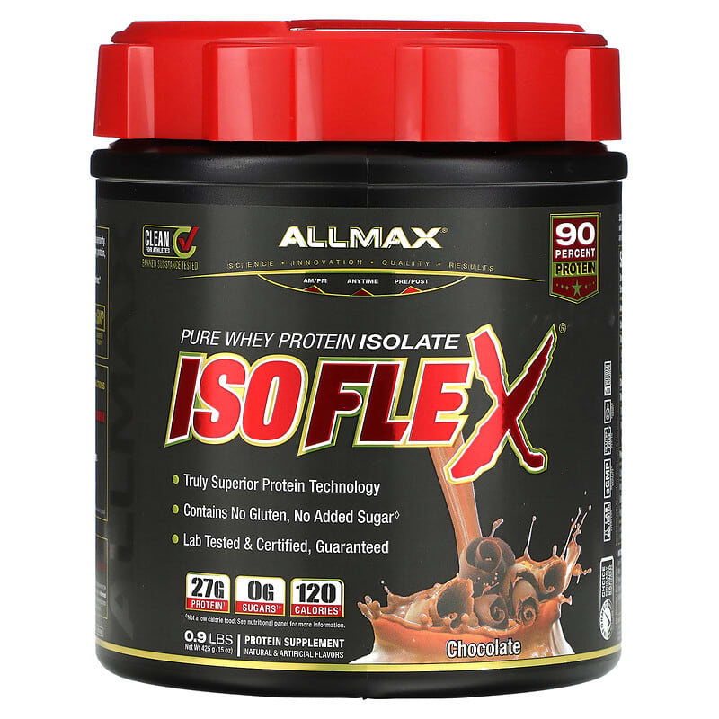 ALLMAX Isoflex Pure Whey Protein Isolate Chocolate 0.9 lbs (425 g) 3 ALLMAX Isoflex Pure Whey Protein Isolate Chocolate 0.9 lbs (425 g) 665553223667