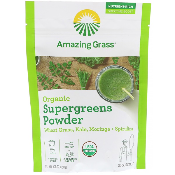 Amazing Grass Organic SuperGreens Powder 5.29 oz (150 g) 3 amazing grass organic supergreens powder 5 29 oz 150 g 80230