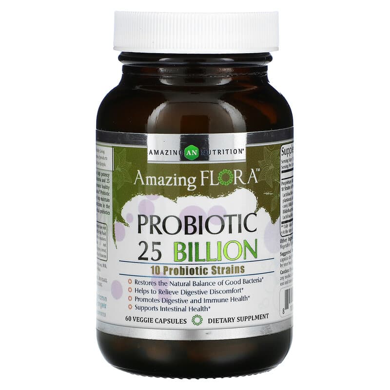 Amazing Nutrition Amazing Flora Probiotic 25 Billion CFU 60 Veggie Capsules 3 Amazing Nutrition Amazing Flora Probiotic 25 Billion CFU 60 Veggie Capsules 810180024105