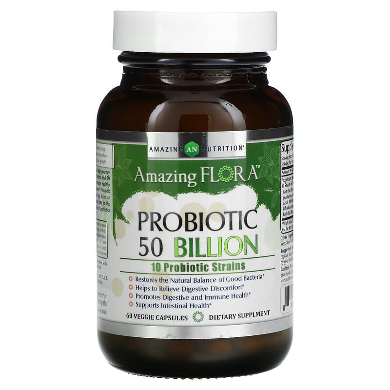 Amazing Nutrition Amazing Flora Probiotic 50 Billion 60 Veggie Capsules 3 Amazing Nutrition Amazing Flora Probiotic 50 Billion 60 Veggie Capsules 810180024099
