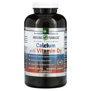 Amazing Nutrition Calcium with Vitamin D3 220 Softgels 810180029346