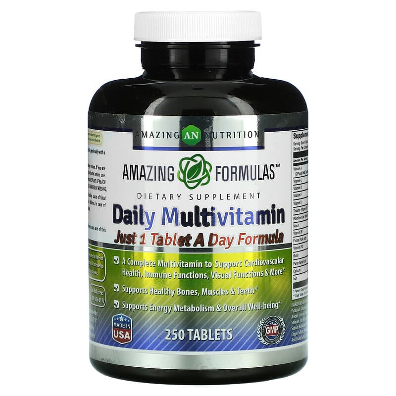 Amazing Nutrition Daily Multivitamin 250 Tablets 3 Amazing Nutrition Daily Multivitamin 250 Tablets 819209026861