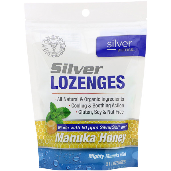 Mua American Biotech Labs Silver Biotics Silver Lozenges 60 PPM SilverSol Mighty Manuka Mint 21 Lozenges giảm giá rẻ Hà nội TPHCM