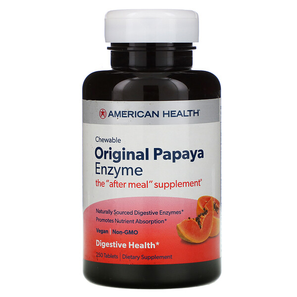 American Health Chewable Original Papaya Enzyme 250 viên nhai 3 american health chewable original papaya enzyme 250 chewable tablets 5082