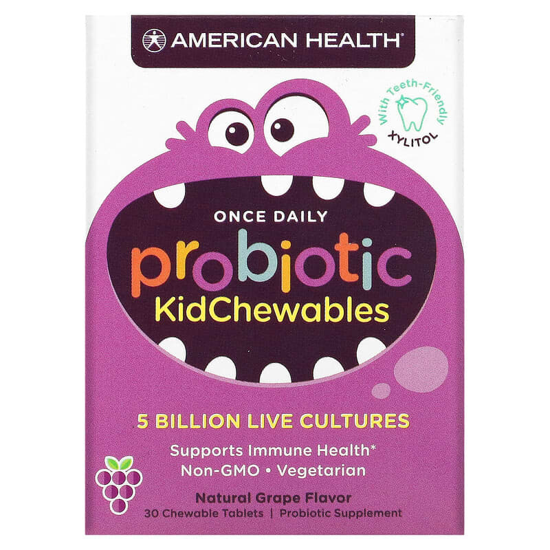 American Health Probiotic KidChewables Natural Grape 5 Billion Live Culture 30 Chewable Tablets 3 American Health Probiotic KidChewables Natural Grape 5 Billion Live Culture 30 Chewable Tablets 076630303019