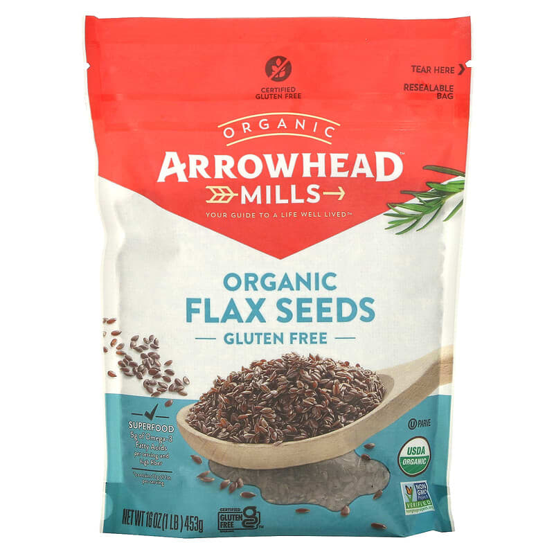 Arrowhead Mills Organic Flax Seeds Gluten Free 1 lb (453 g) 3 Arrowhead Mills Organic Flax Seeds Gluten Free 1 lb (453 g) 074333476849