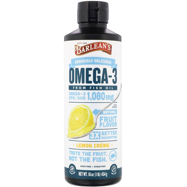 Barlean's Omega-3 Fish Oil Lemon Creme 16 oz (454 g) 3 barlean s omega 3 fish oil lemon creme 16 oz 454 g 13411