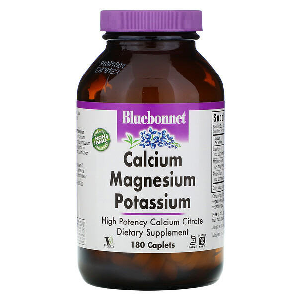 Bluebonnet Nutrition Calcium Magnesium Potassium 180 Caplets 3 bluebonnet nutrition calcium magnesium potassium 180 caplets 10809