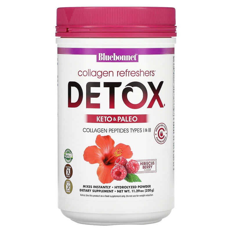 Bluebonnet Nutrition Detox Collagen Refreshers Hibiscus Berry 11.29 oz (320 g) 3 Bluebonnet Nutrition Detox Collagen Refreshers Hibiscus Berry 11.29 oz (320 g) 743715017542