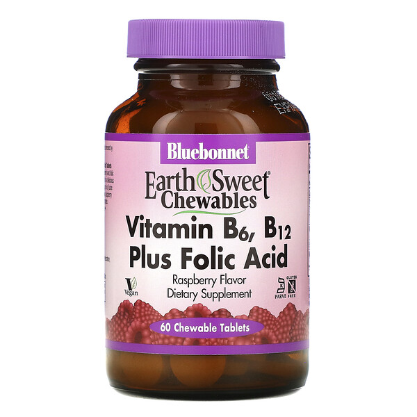 Bluebonnet Nutrition Earth Sweet Chewables Vitamin B6 B12 & Folic Acid Raspberry 60 Chewable Tablets 1 Mua Bluebonnet Nutrition Earth Sweet viên nhai Vitamin B6 B12 Plus Folic Acid Raspberry 60 viên nhai giảm giá rẻ Hà nội TPHCM
