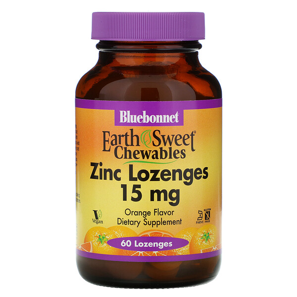 Bluebonnet Nutrition EarthSweet Chewables Zinc Lozenges Orange 15 mg 60 Lozenges 2 Mua Bluebonnet Nutrition EarthSweet Zinc Lozenges Natural Orange Flavor 15 mg 60 Lozenges giảm giá rẻ Hà nội TPHCM