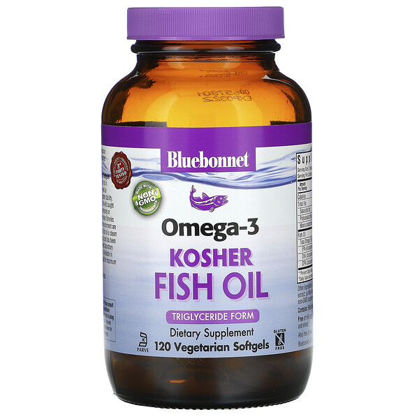 Bluebonnet Nutrition Omega-3 Kosher Fish Oil 120 Vegetarian Softgels 3 bluebonnet nutrition omega 3 kosher fish oil 120 vegetarian softgels 66457