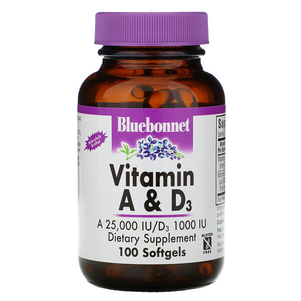 Bluebonnet Nutrition Vitamin A & D3 100 Softgels 1 Mua Bluebonnet Nutrition Vitamin A & D3 100 Softgels giảm giá rẻ Hà nội TPHCM