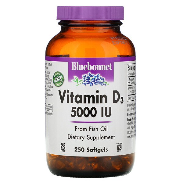 Bluebonnet Nutrition Vitamin D3 5000 IU 250 Softgels 3 bluebonnet nutrition vitamin d3 5 000 iu 250 softgels 53032
