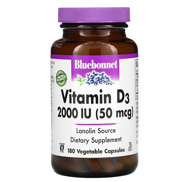 Bluebonnet Nutrition Vitamin D3 50 mcg (2,000 IU) 180 Vegetable viên 3 bluebonnet nutrition vitamin d3 50 mcg 2 000 iu 180 vegetable capsules 8741