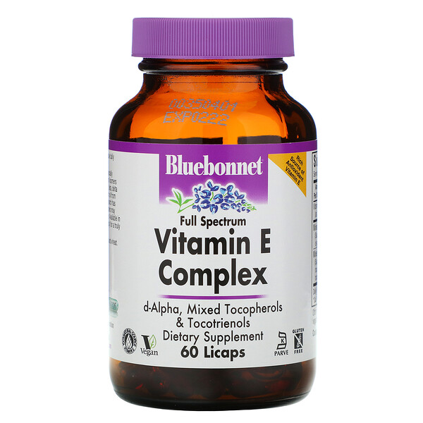 Bluebonnet Nutrition Vitamin E Complex 60 Licaps 3 bluebonnet nutrition vitamin e complex 60 licaps 23181