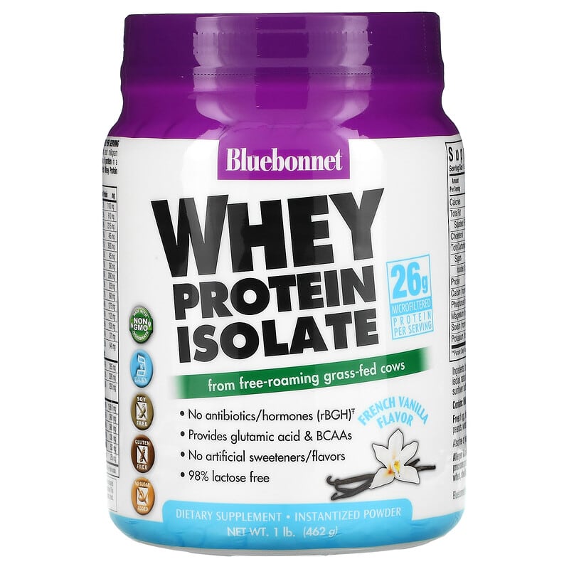 Bluebonnet Nutrition Whey Protein Isolate French Vanilla 1 lb. (462 g) 3 Bluebonnet Nutrition Whey Protein Isolate French Vanilla 1 lb. (462 g) 743715015647