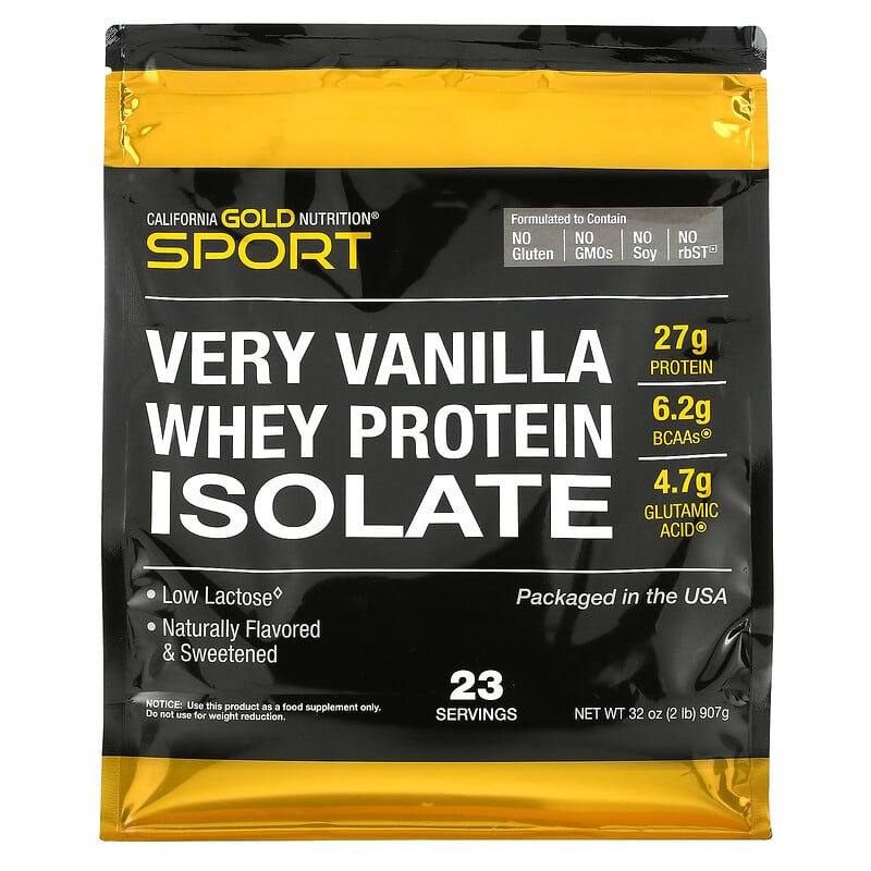 California Gold Nutrition 100% Whey Protein Isolate Very Vanilla Flavor 2 lbs (907 g) 3 California Gold Nutrition 100% Whey Protein Isolate Very Vanilla Flavor 2 lbs (907 g) 898220012046