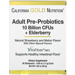 Mua California Gold Nutrition Adult Pre-Probiotics 10 Billion CFU + Elderberry Natural Strawberry & Melon Flavor 30 Packets 0.05 oz 1.5 g Each giảm giá rẻ Hà nội TPHCM