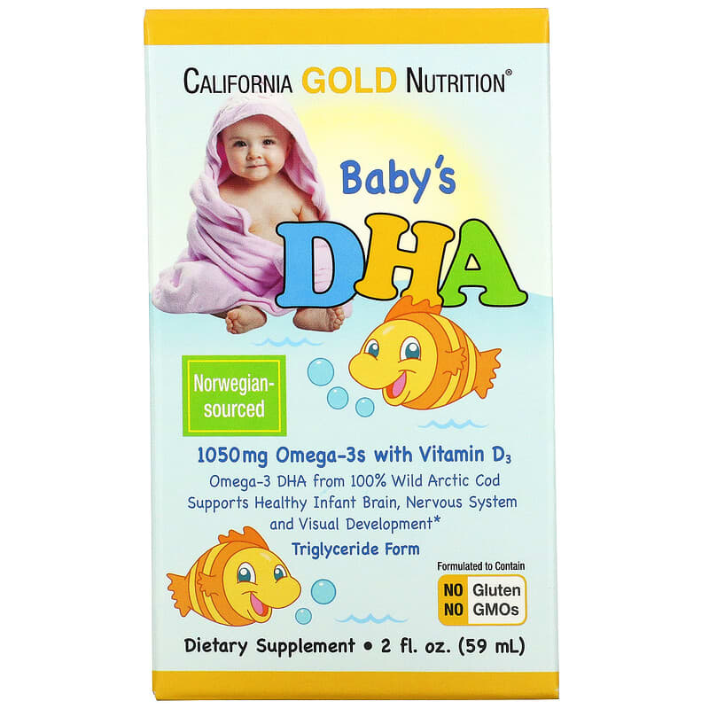 California Gold Nutrition Baby's DHA Omega-3s with Vitamin D3 1.050 mg 2 fl oz (59 ml) 3 California Gold Nutrition Baby's DHA Omega-3s with Vitamin D3 1.050 mg 2 fl oz (59 ml) 898220008711