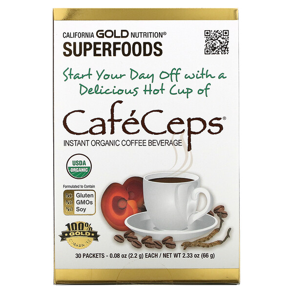 Mua California Gold Nutrition CafeCeps Organic Instant Coffee with Cordyceps and Reishi Mushroom 30 Packets giảm giá rẻ Hà nội TPHCM