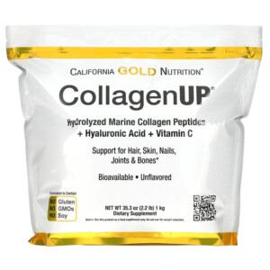 California Gold Nutrition CollagenUP Hydrolyzed Marine Collagen Peptides with Hyaluronic Acid and Vitamin C Unflavored 2.2 lbs (1 kg) 898220021017