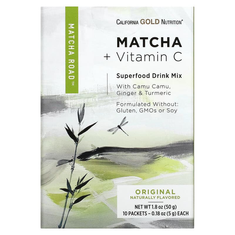 California Gold Nutrition MATCHA ROAD Matcha + Vitamin C - Original 10 Count 3 California Gold Nutrition MATCHA ROAD Matcha + Vitamin C - Original 10 Count 898220021611