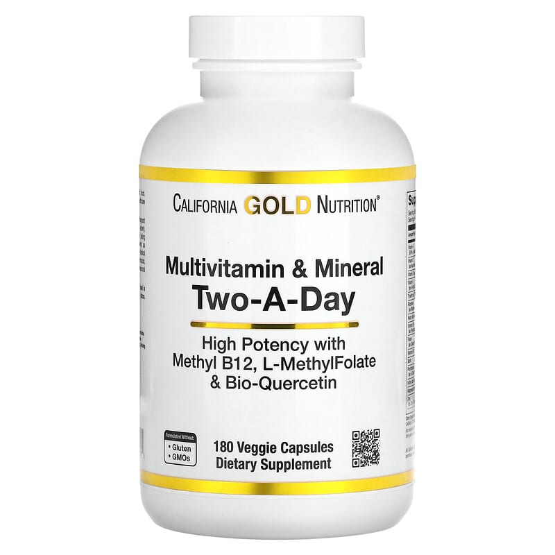 California Gold Nutrition Multivitamin and Mineral Two-A-Day 180 Veggie Capsules 3 California Gold Nutrition Multivitamin and Mineral Two-A-Day 180 Veggie Capsules 898220019915