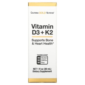 California Gold Nutrition Vitamin D3 + K2 25 mcg (1.000 IU) 1 fl oz (30 ml) 898220020492