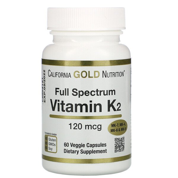 California Gold Nutrition Full Spectrum Vitamin K2 120 mcg 60 Veggie Capsules 2 Mua California Gold Nutrition Vitamin K2 MK-4 MK-6 MK-7 MK-9 120 mcg 60 Veggie viên giảm giá rẻ Hà nội TPHCM