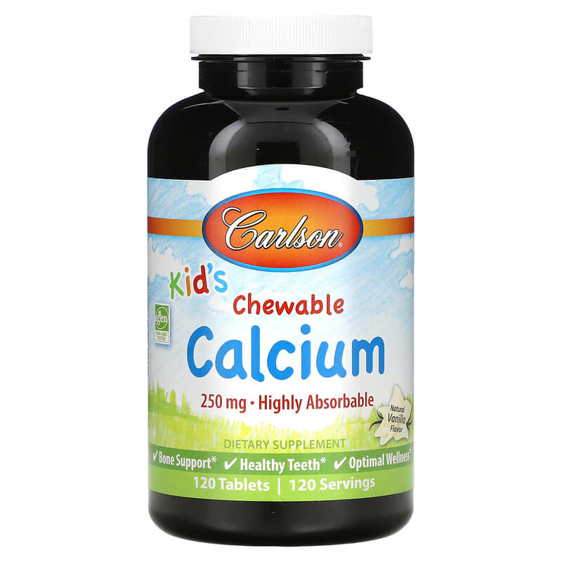 Carlson Kid's Chewable Calcium Natural Vanilla 250 mg 120 Tablets 3 Carlson Kid's Chewable Calcium Natural Vanilla 250 mg 120 Tablets 088395050848