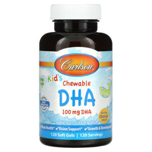 Carlson Kid's Chewable DHA Bursting Orange 100 mg 120 Soft Gels 088395015717