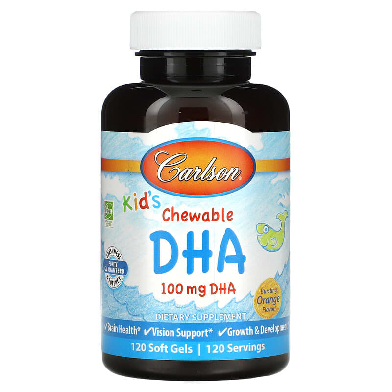 Carlson Kid's Chewable DHA Bursting Orange 100 mg 120 Soft Gels 3 Carlson Kid's Chewable DHA Bursting Orange 100 mg 120 Soft Gels 088395015717