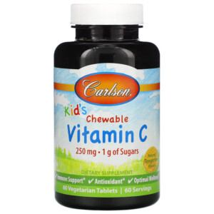 Carlson Kid's Chewable Vitamin C Natural Tangerine 250 mg 60 Vegetarian Tablets 088395031007