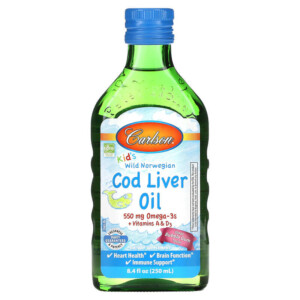 Carlson Kid's Wild Norwegian Cod Liver Oil Bubble Gum 8.4 fl oz (250 ml) 088395136306
