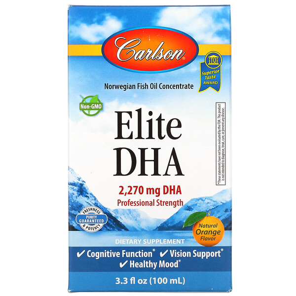 Carlson Labs Elite DHA Natural Orange 2,270 mg 3.3 oz (100 ml) 3 carlson labs elite dha natural orange 2 270 mg 3 3 fl oz 100 ml 78646