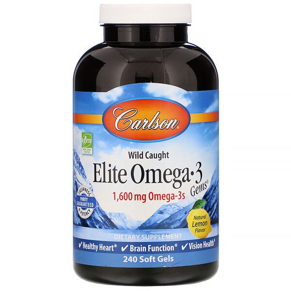 Carlson Labs Elite Omega 3 Gems Natural Lemon 800 mg 240 Soft Gels 3 carlson labs elite omega 3 gems natural lemon 800 mg 240 soft gels 99564
