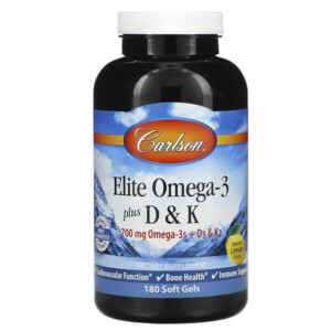 Mua Carlson Labs Elite Omega-3 Plus D & K Natural Lemon Flavor 180 Soft Gels giảm giá rẻ Hà nội TPHCM