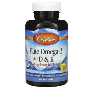 Mua Carlson Labs Elite Omega-3 Plus D & K Natural Lemon Flavor 60 Soft Gels giảm giá rẻ Hà nội TPHCM