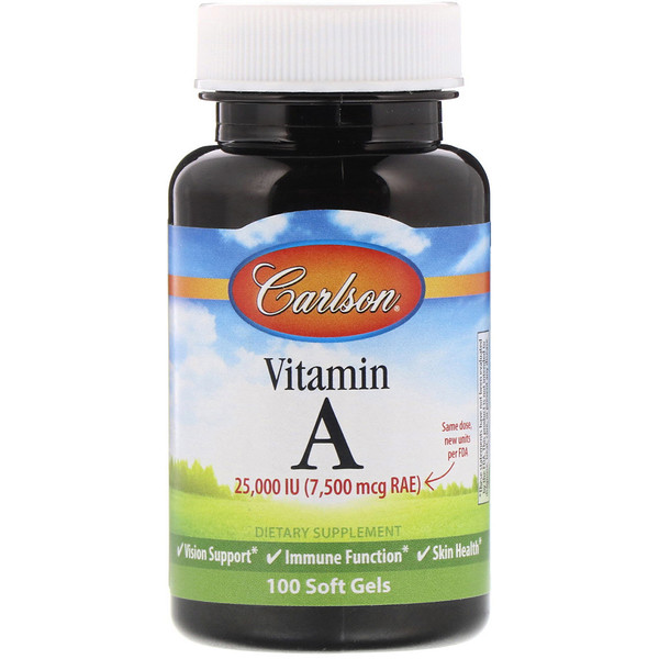 Carlson Vitamin A 7.500 mcg RAE (25.000 IU) 100 Soft Gels 3 Mua Carlson Labs Vitamin A 25