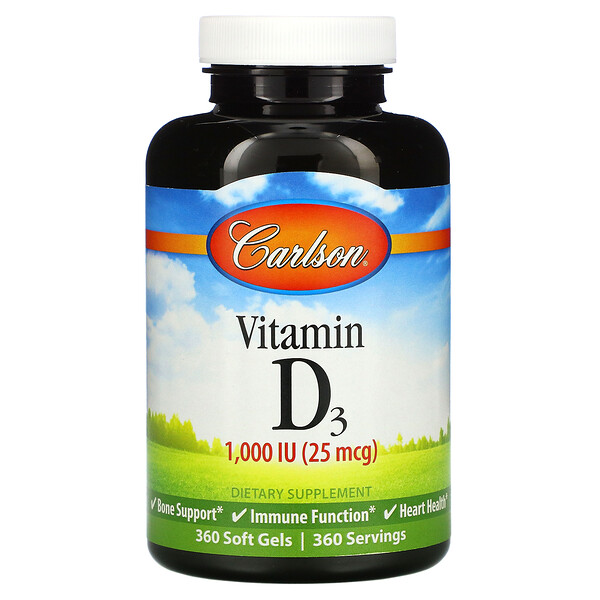 Carlson Vitamin D3 25 mcg (1.000 IU) 360 Soft Gels 1 Mua Carlson Labs Vitamin D3 25 mcg 1