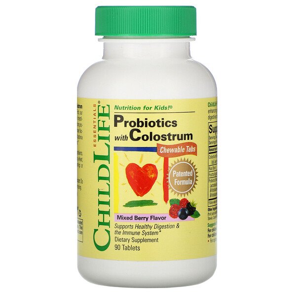 ChildLife Probiotics with Colostrum Mixed Berry Flavor 90 viên nhai 3 childlife probiotics with colostrum mixed berry flavor 90 chewable tablets 40210