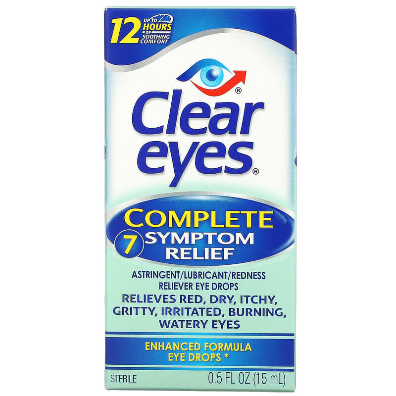 Clear Eyes Complete 7 Symptom Relief Astringent/Lubricant/Redness Reliever Eye Drops 0.5 fl oz (15 ml) 3 Clear Eyes Complete 7 Symptom Relief Astringent/Lubricant/Redness Reliever Eye Drops 0.5 fl oz (15 ml) 678112659791