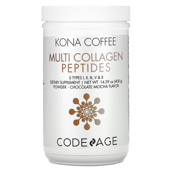 CodeAge Kona Coffee Multi Collagen Peptides Chocolate Mocha 14.39 oz (408 g) 3 codeage kona coffee multi collagen peptides chocolate mocha 14 39 oz 408 g 104060